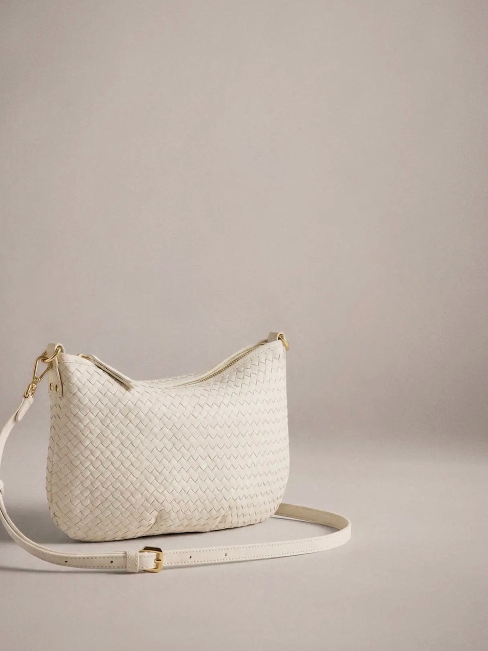 Quince Italian Handwoven Leather Mini Shoulder Bag bone new - Picture 2 of 7